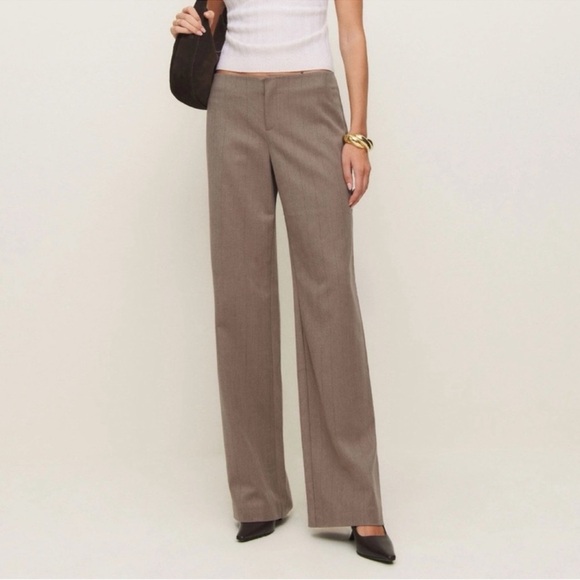 Reformation Vida Low Rise Pants Porcini Stripe 6